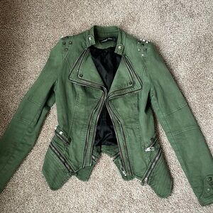 Y2K viral Olive Green Women's Utility Jacket with Studded Accents